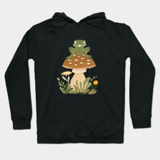 Cute Cottagecore Goblincore Frog Sat on a Forest Mushroom Hoodie